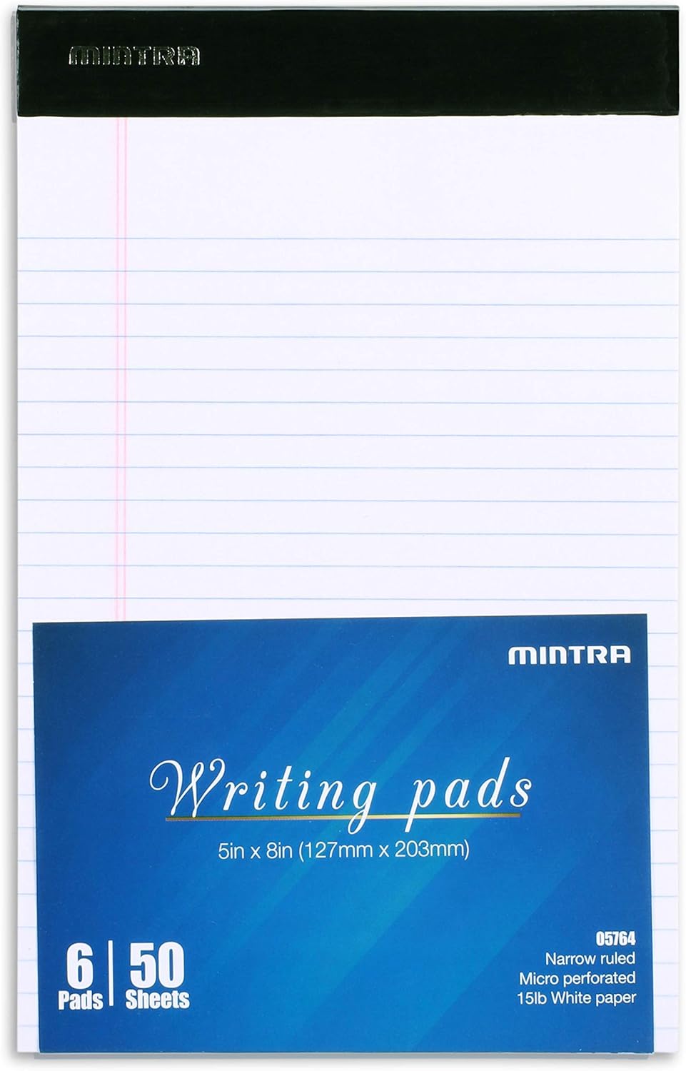 Mintra Office Legal Pads, ((xBasic, 5in x 8in, Narrow (White), 36pk (6-6pks))
