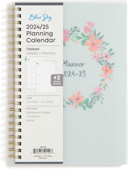 Blue Sky 2024-2025 Academic Year Weekly and Monthly Planner, Perfect College Organizer with Enhanced Features, Frosted Laurel, 5" x 8"