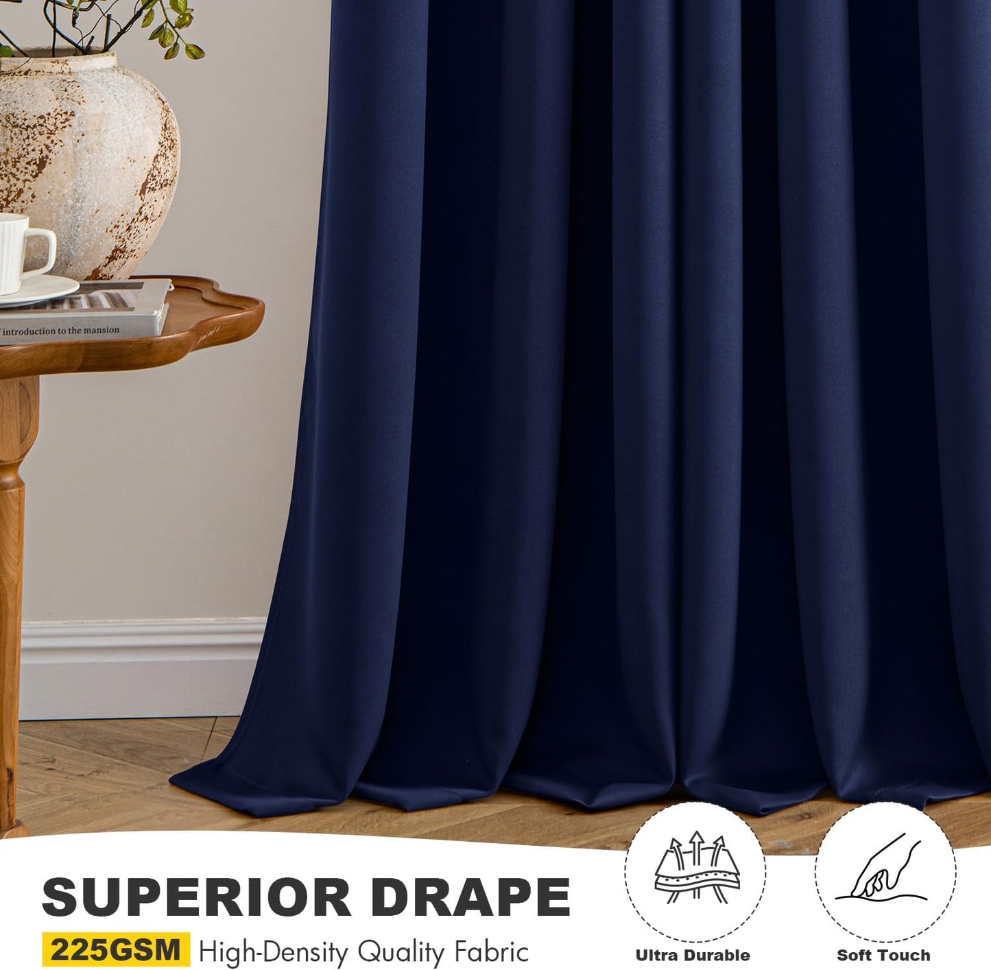 MIULEE Navy Blue Blackout Curtains - Bedroom Window Treatment Curtains Thermal Insulated Room Darkening Drapes for Living Room Kitchen Grommet Top Light Blocking Drapery, 40 x 54 Inches Long, 2 Panels