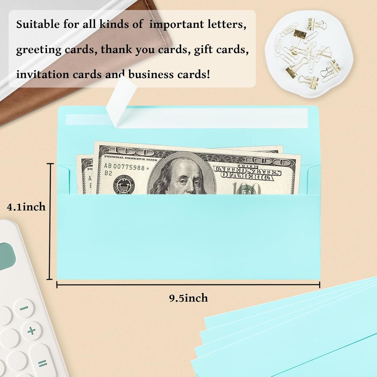 200 Pack #10 Business Envelopes, Light Blue Standard Envelopes Self Seal, Letter Size Business Mailing Envelopes for Checks Letters Invoices Statements Birthday Graduation Wedding, 4 1/8 x 9 1/2 Inch