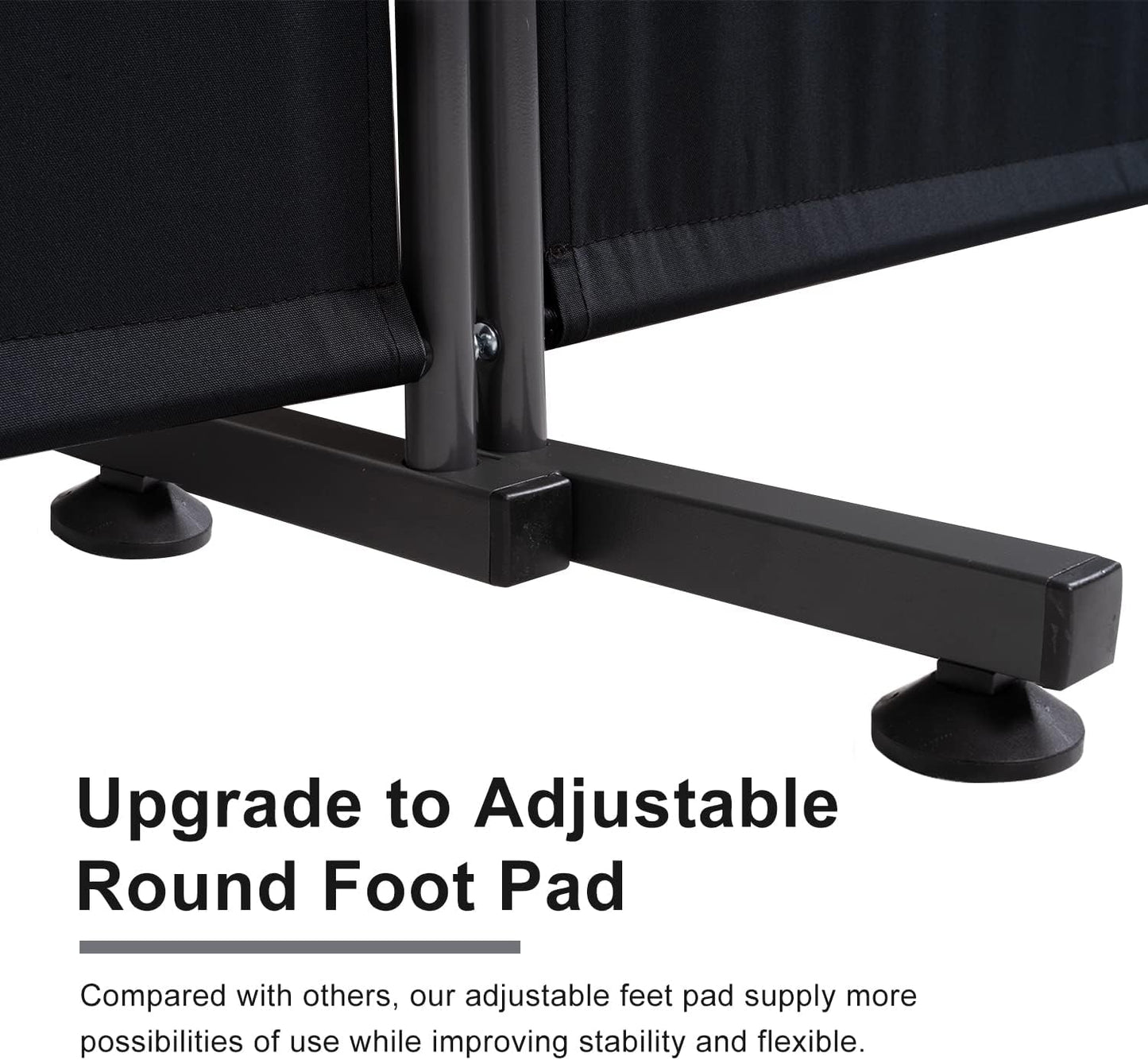 Room Divider 6FT Folding Privacy Screens, Partition Room Dividers w/Freestanding Design, Portable Wall Divider for Room Separtation, Fabric Screen Panel for Home Office Dorm (Black, 3 Panel-Round Pad)