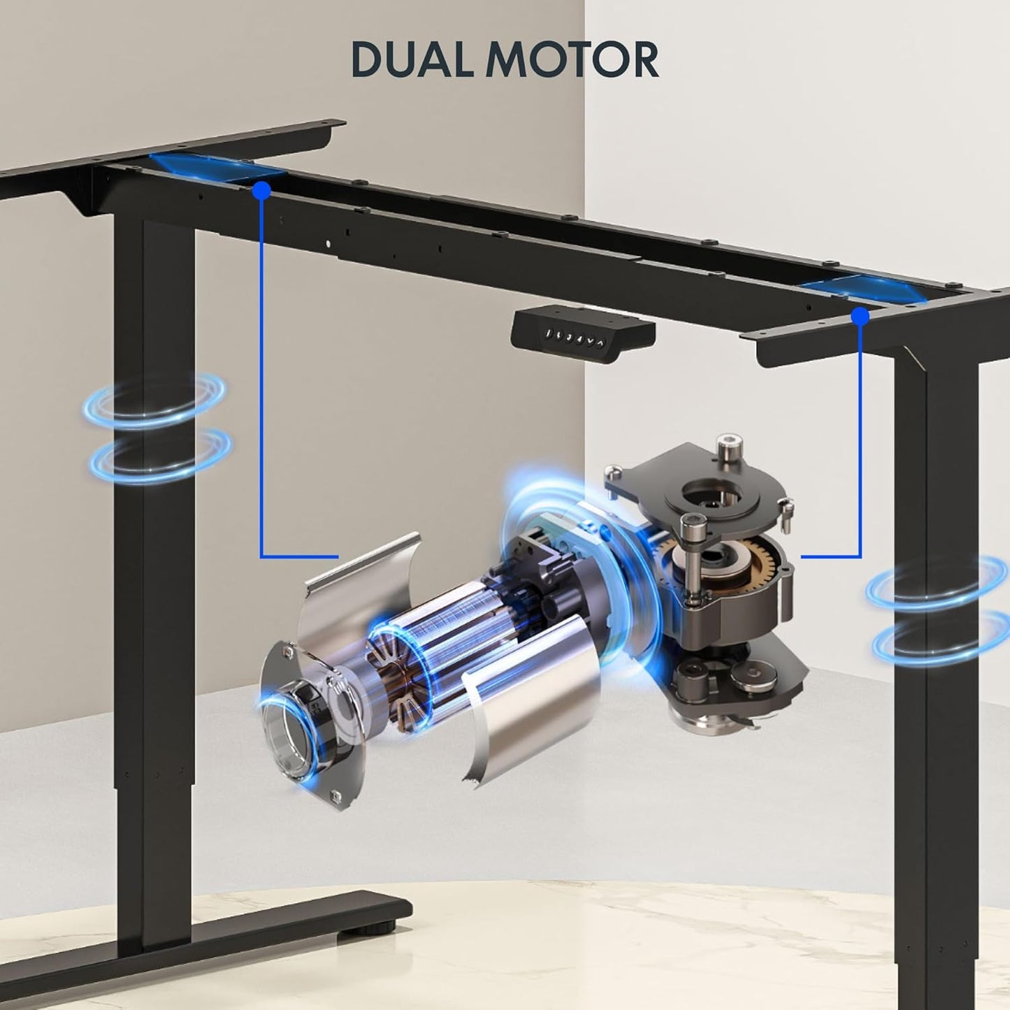 FLEXISPOT 63 x 28 Inch Dual Motor Standing Desk, Computer Desk with Memory Controller, Home Office Desk with Splice Board (Black Frame + 63" Black Desktop, 2 Packages)