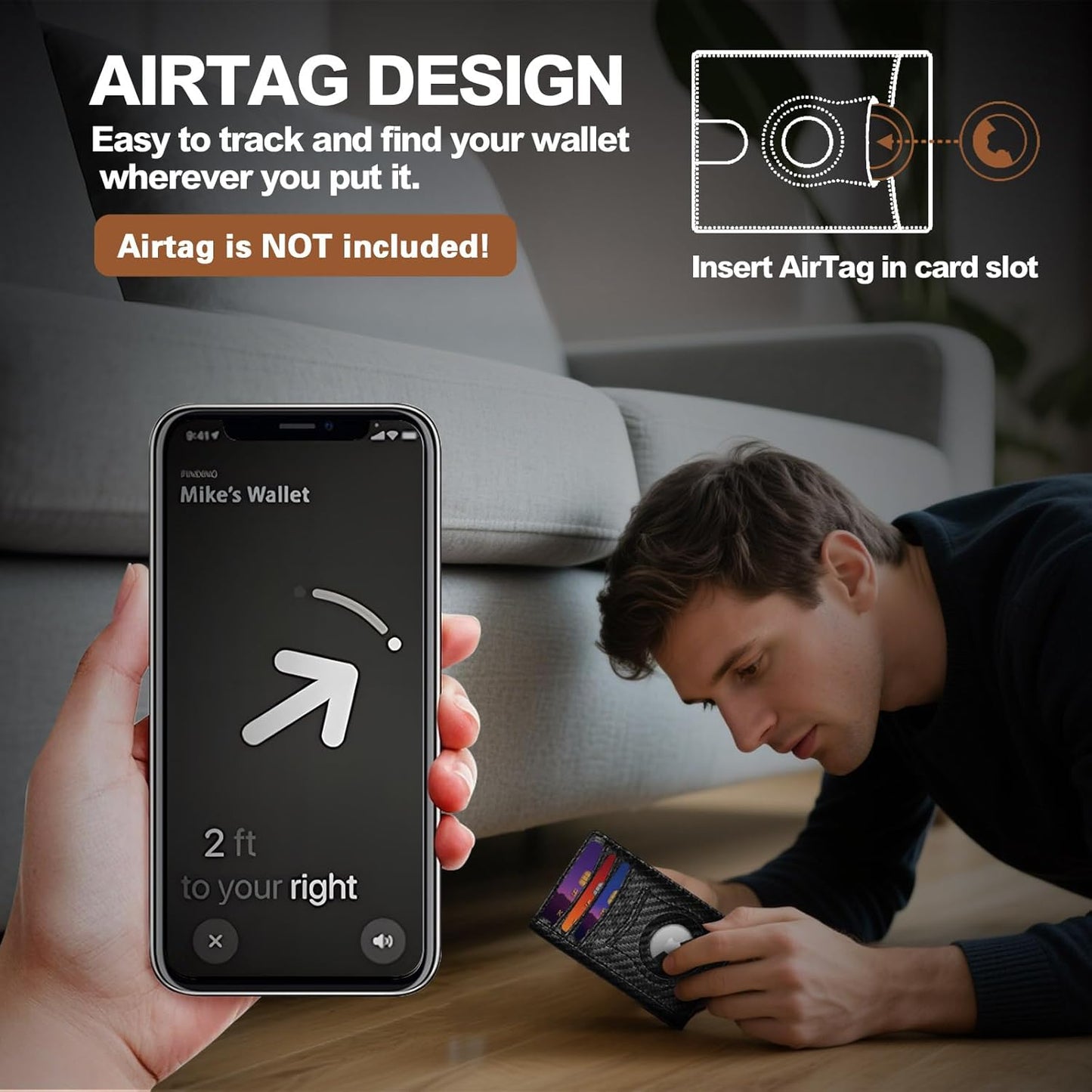 Slim Wallet for Men Credit Card Holder Wallet RFID Blocking Bifold Mens Slim Wallet,Thin Minimalist Front Pocket Mens Leather Wallets,Smart Security Carbon Fiber Mini Small Compact Wallet & Money Clip