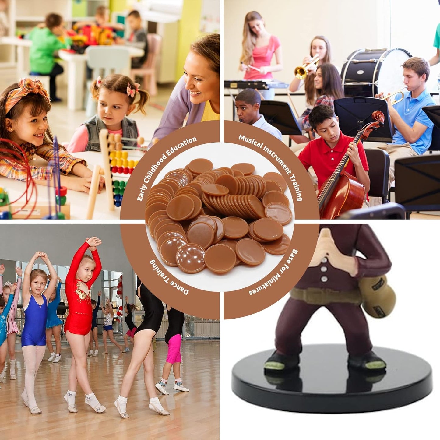 Set of 100 Opaque Plastic Learning Counters Mini Poker Chips Game Tokens with Storage Box (Chocolate, 1.26 Inch)