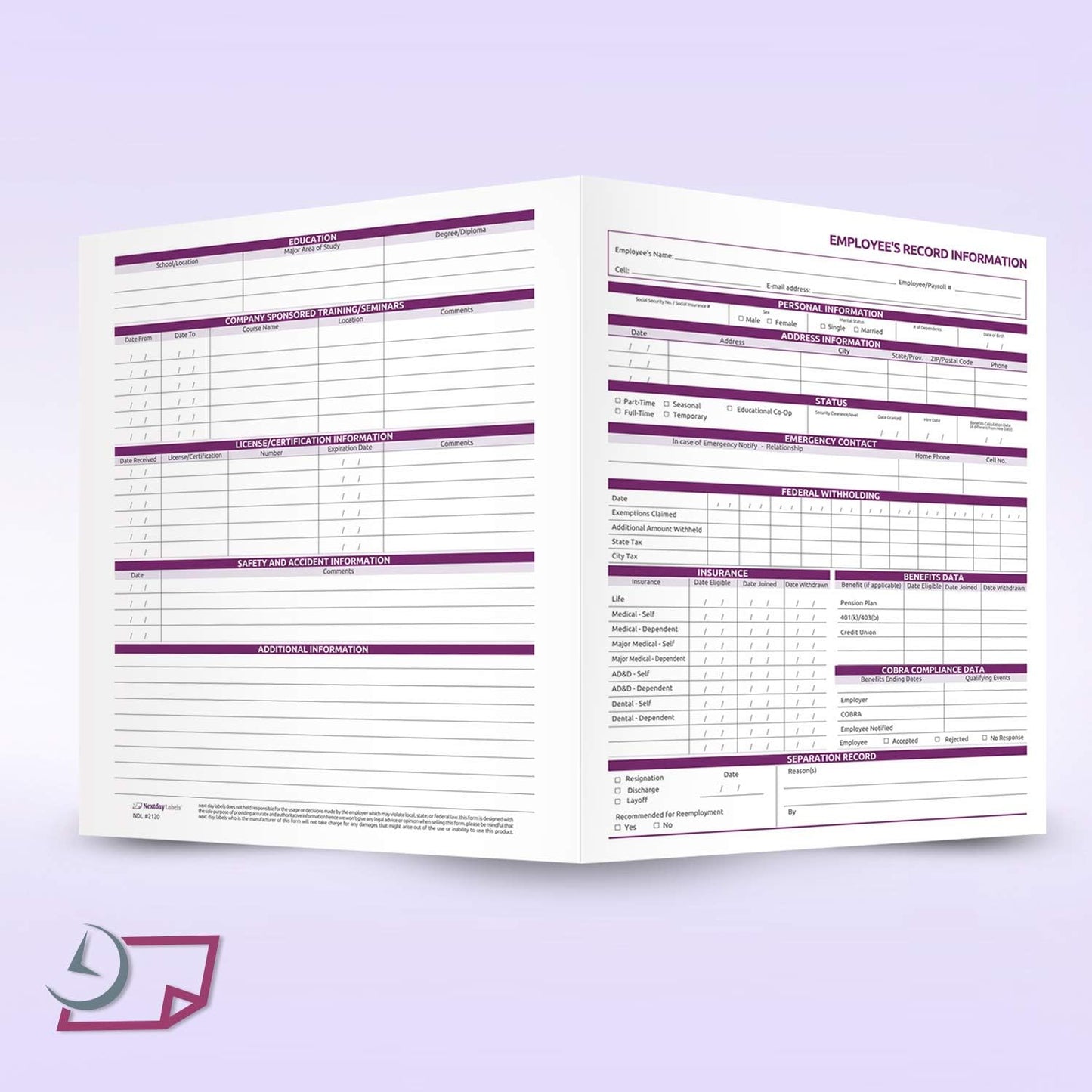 NextDayLabels Employee Personnel File Folders - 25-Pack Preprinted HR Folders with Secure Internal Pockets - Heavyweight White Cardstock for Discreet Employee Records - Made in USA