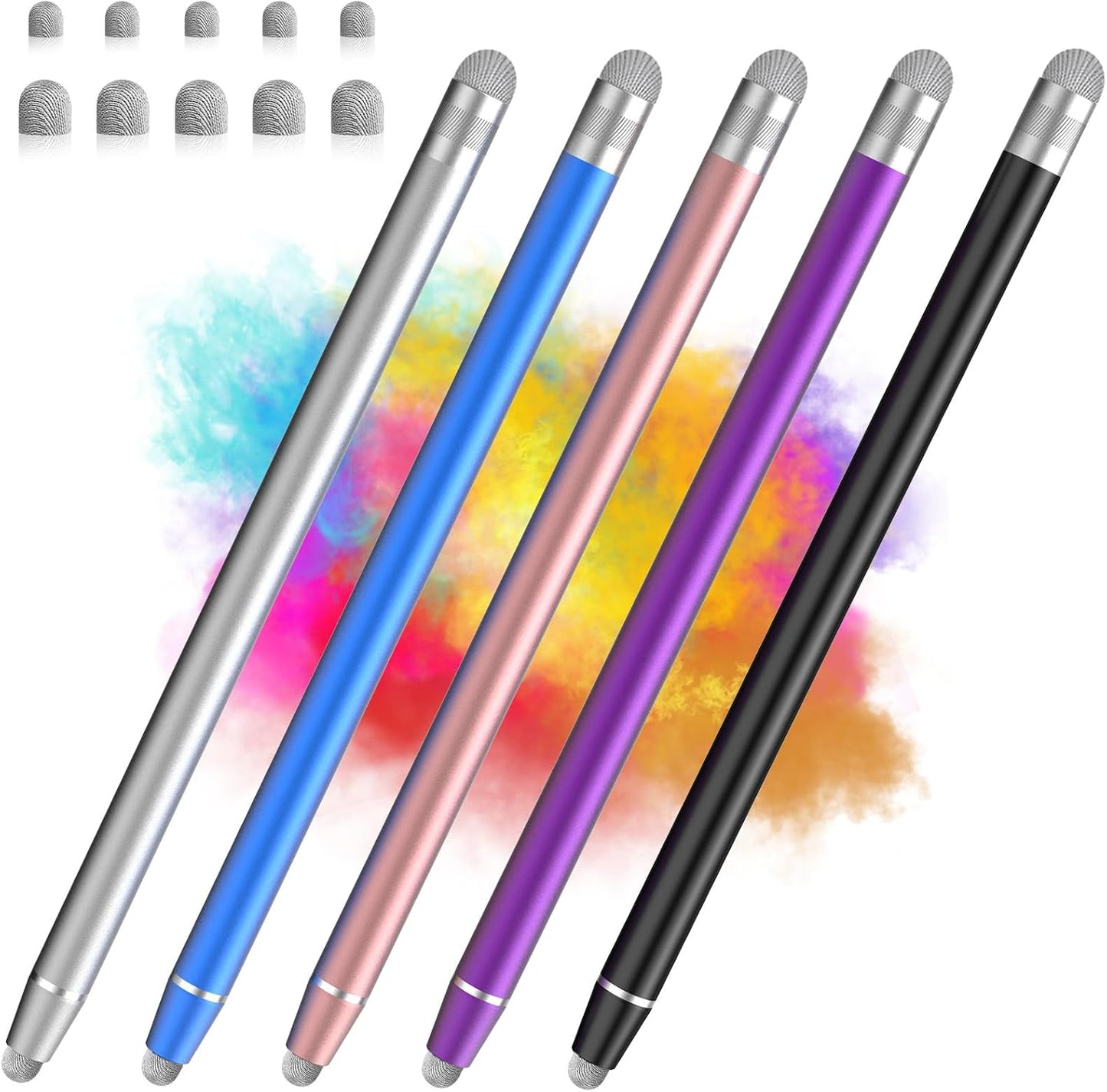 Stylus Pen for Touchscreen, 5 Pack Dual Fiber Stylus, High Sensitivity and Precision, Universal Stylus Pen for Ipad,iPhone,Android, Galaxy Microsoft Surface,Kindle All Capacitive Touch Screens
