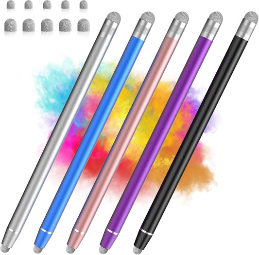 Stylus Pen for Touchscreen, 5 Pack Dual Fiber Stylus, High Sensitivity and Precision, Universal Stylus Pen for Ipad,iPhone,Android, Galaxy Microsoft Surface,Kindle All Capacitive Touch Screens
