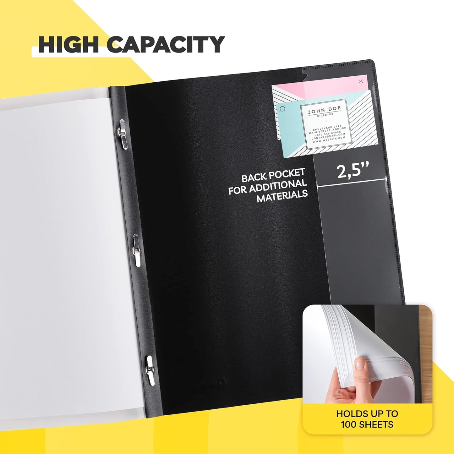 Report Covers - (30 Set), 8.5 x 11 Letter Size, 3-Prong Fasteners, Clear Front Plastic Folders - Perfect for Presenting Resumes, Proposals, and More with Professionalism