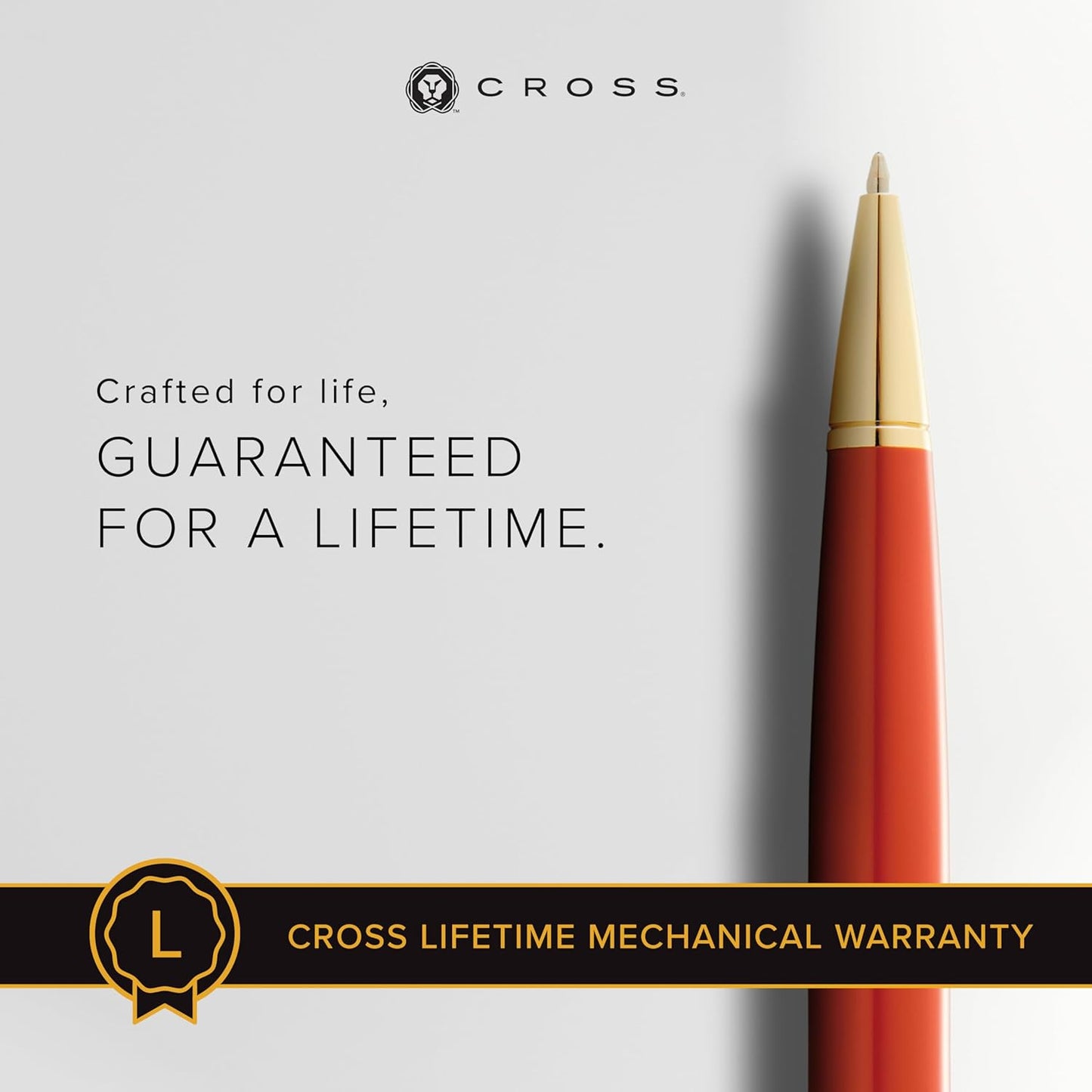 Cross Bailey Light Refillable Ballpoint Pen Presented in a Everyday Gift Box - Medium Point, Black Ink, Polished Amber