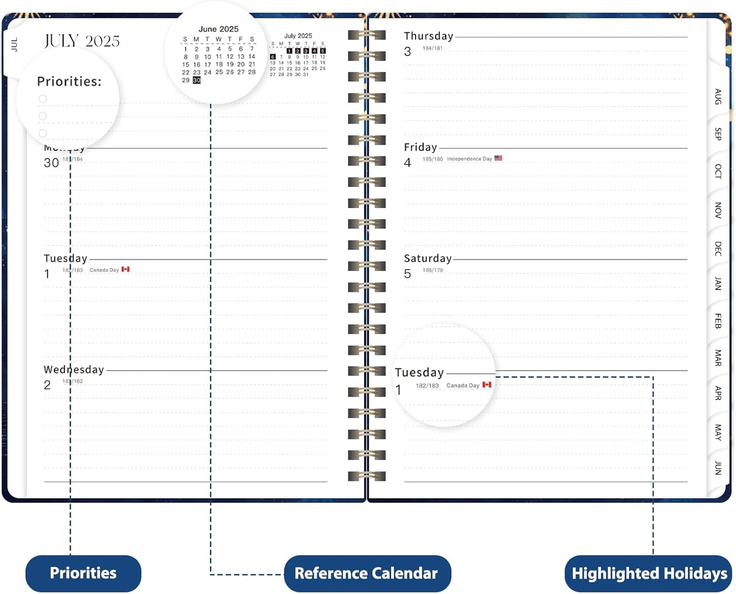 Planner 2025-2026, Weekly and Monthly Calendar Academic Planner (July 2025 - June 2026), Hardcover Teacher School Student Agenda with Tabs, Ideal for School Office Supplies, A5 (6.3" x 8.5")
