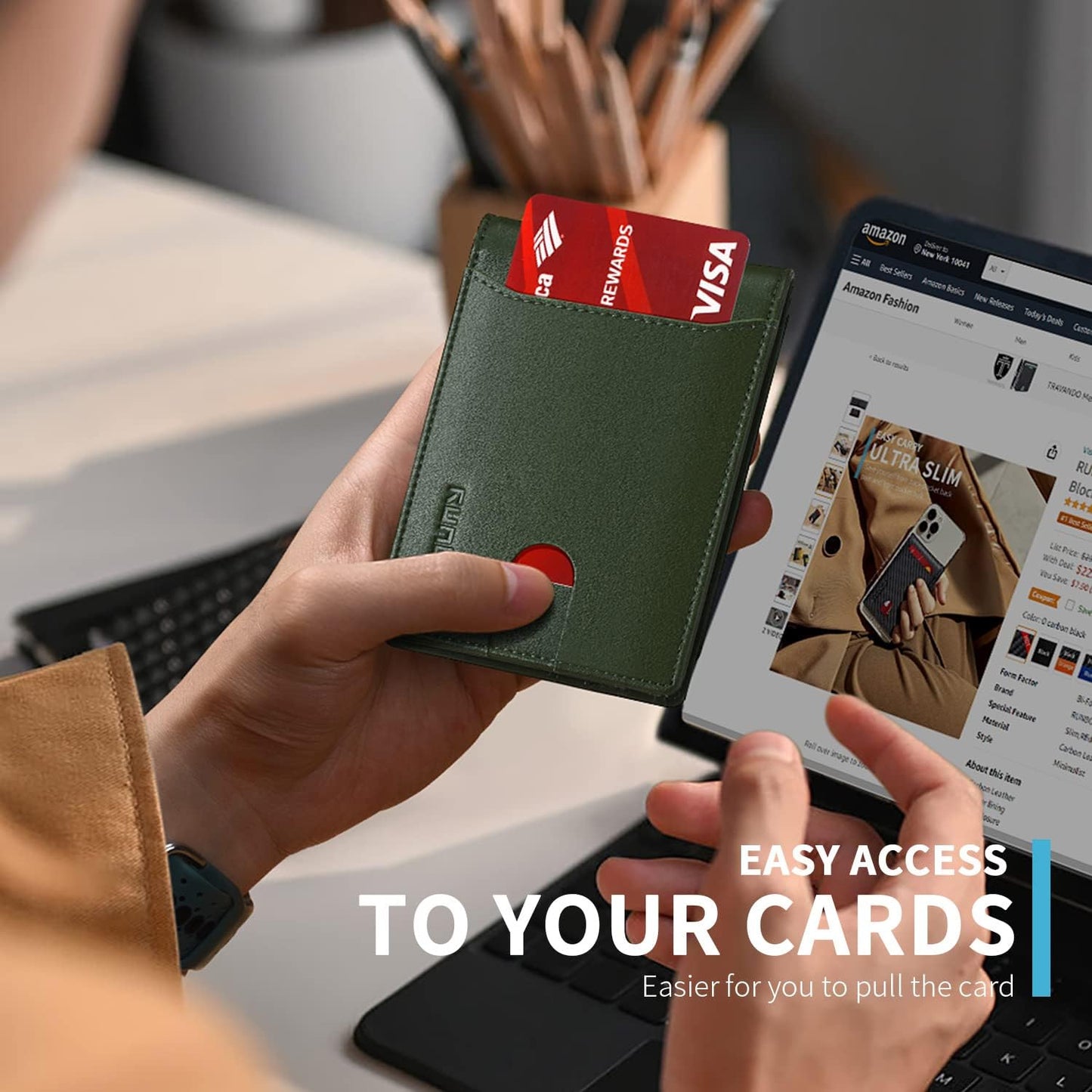 RUNBOX Novelty Wallet for Men Slim 11 Credit Card Holder Slots Leather RFID Blocking Small Thin Men's Wallet Bifold Minimalist Front Pocket Large Capacity Gift Box