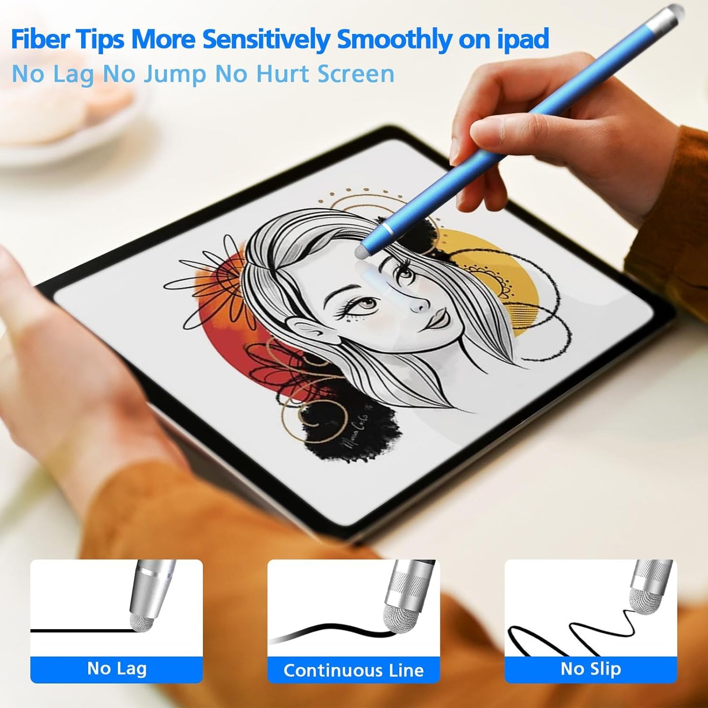 Stylus Pen for Touchscreen, 5 Pack Dual Fiber Stylus, High Sensitivity and Precision, Universal Stylus Pen for Ipad,iPhone,Android, Galaxy Microsoft Surface,Kindle All Capacitive Touch Screens