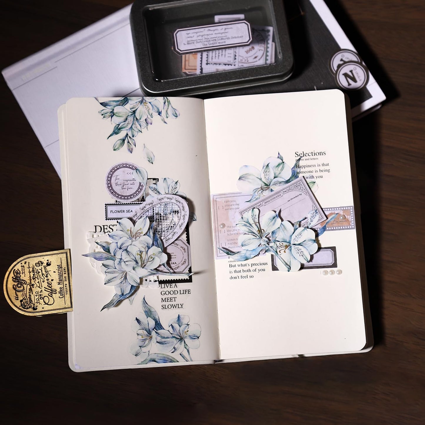 200 PCS Vintage Label Stickers Set, Retro Europe & Basic Designs for Journaling, Scrapbooking, DIY Crafts, Gift Wrapping, and Art, Includes 2 Iron Tins