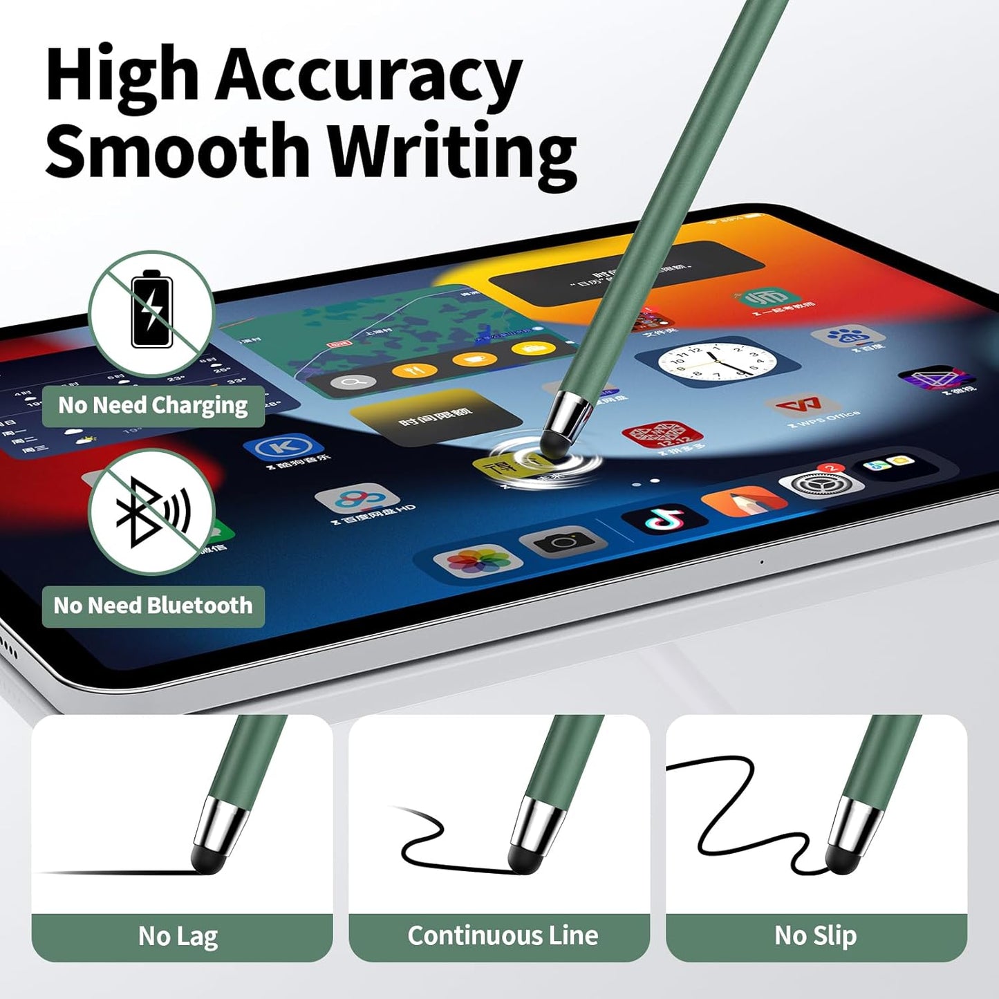 Stylus Pen for Touchscreen,5 PCS Stylus,2-in-1 Stylus Pen for iPad, High Sensitivity Precision Suitable for Touch Screens of iPhone/ipad/Android Tablet(Black/White/Gray/Gold/Dark Green)