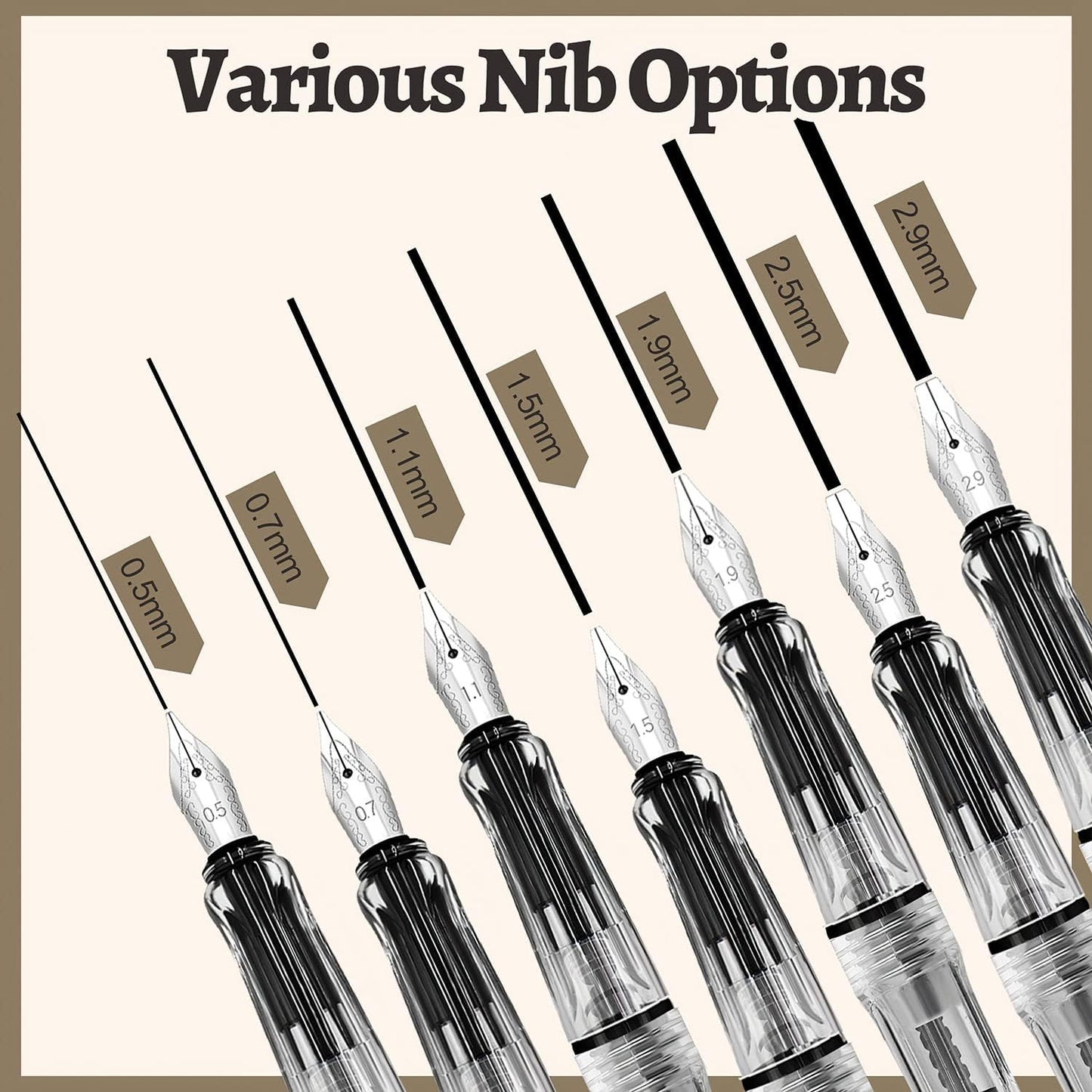 Calligraphy Set, 7 Pcs Fountain Pen with Different Replaceable Nib and 40 Replaceable Ink Cartridge in 11 Color for Beginner Writing and Drawing Calligraphy Kit