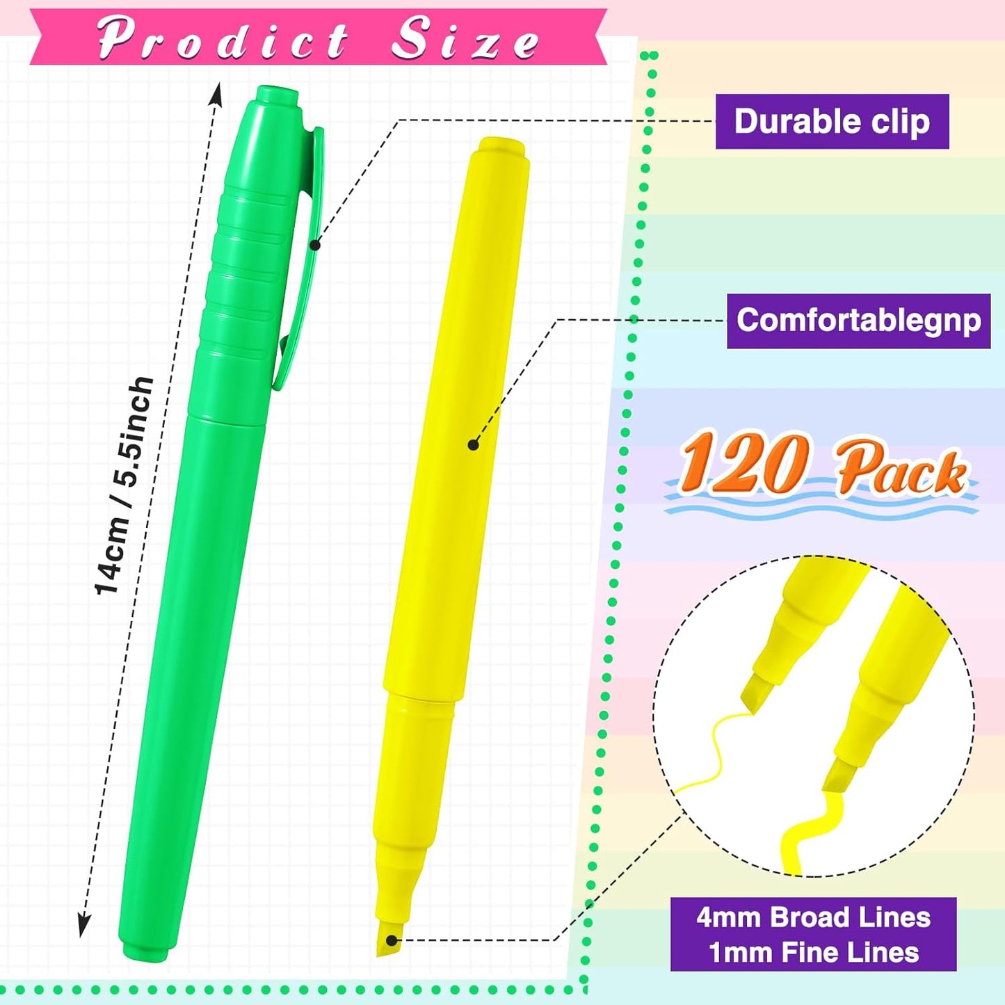 Seajan 120 Pack Highlighters Assorted Colors Highlighter Markers Chisel Tip Highlighter Pens Quick Drying Markers Bulk for Adults Home Office Supplies(Bright Colors)