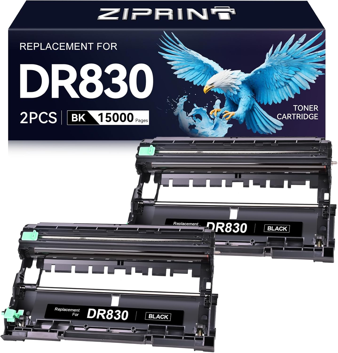 ZIPRINT DR830 DR-830 Drum 2 Pack Compatible Replacement for Brother tn830xl dr830 dr-830 Drum Unit for HL-L2460DW DCP-L2640DW HL-L2405W MFC-L2820DW MFC-L2900DW HL-L2480DW Printer