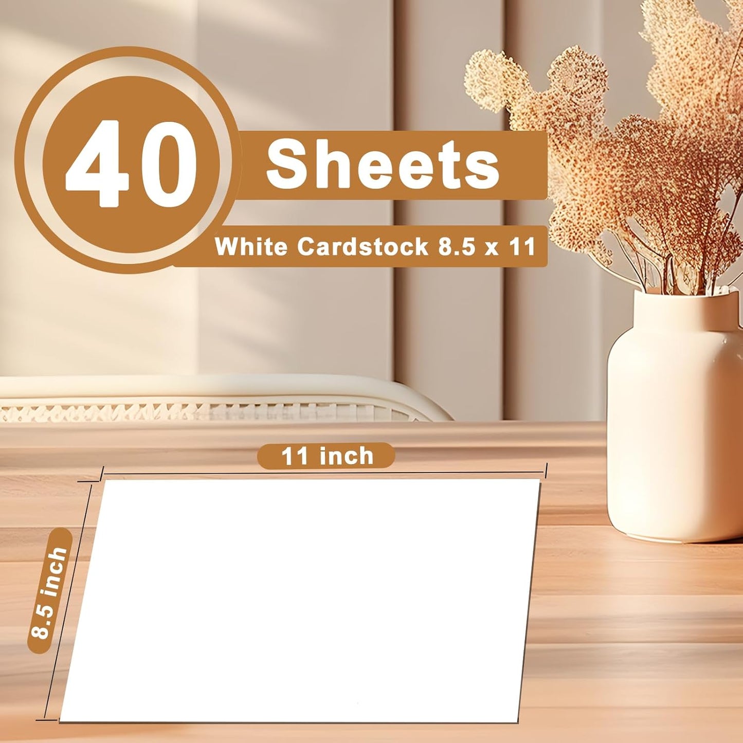 40 Sheets White Cardstock 8.5 x 11 Printer Paper, 200gsm/75lb Premium Craft Paper Card Stock for DIY Card Making, Greeting Cards, Business Cards, Invitations, Certificates, Menus, Wedding