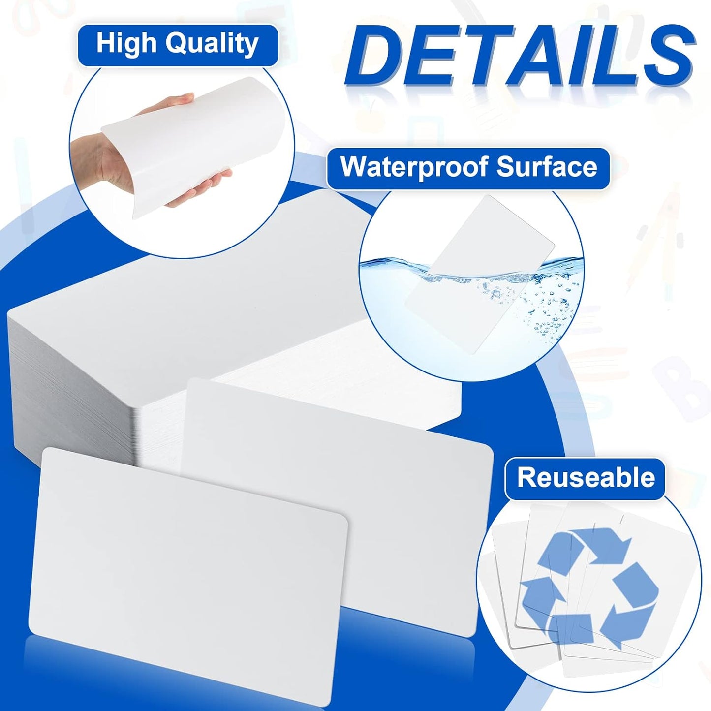 Harloon 100 Pcs Dry Erase Index Cards 5 x 8 Inch Laminated Reusable Dry Erase Note Cards Sheets for Office to Do List (White)