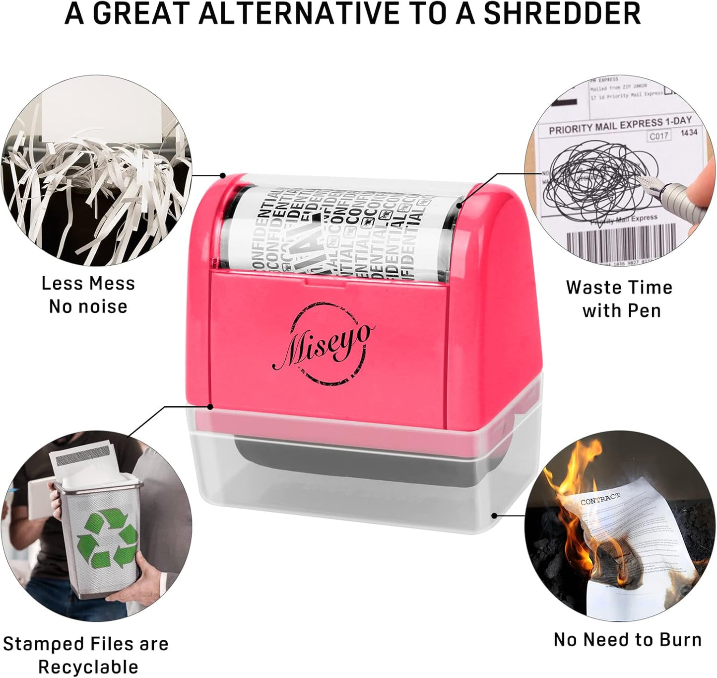 Miseyo Wide Roller Stamp Identity Theft Stamp 1.5 Inch Perfect for Privacy Protection,Anti-Theft Security Confidential Easy for Guard Personal Information Blockout - 3Pack Set (Peach)