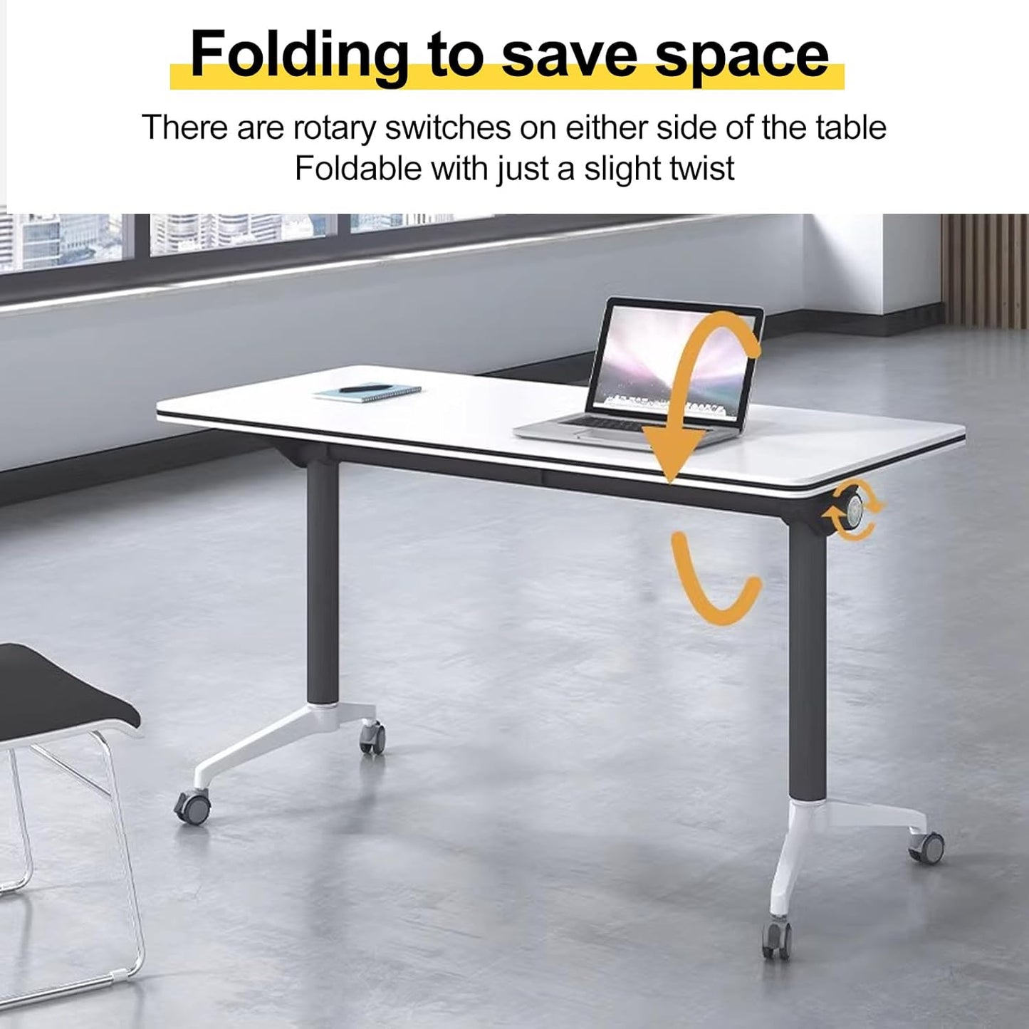Conference Room Table with Flip-Top Design for Dynamic Meetings, Business Table Computer Desk with Heavy-Duty Frame,Foldable Seminar Meeting Tables for Home Office (4, E, 47.2IN)