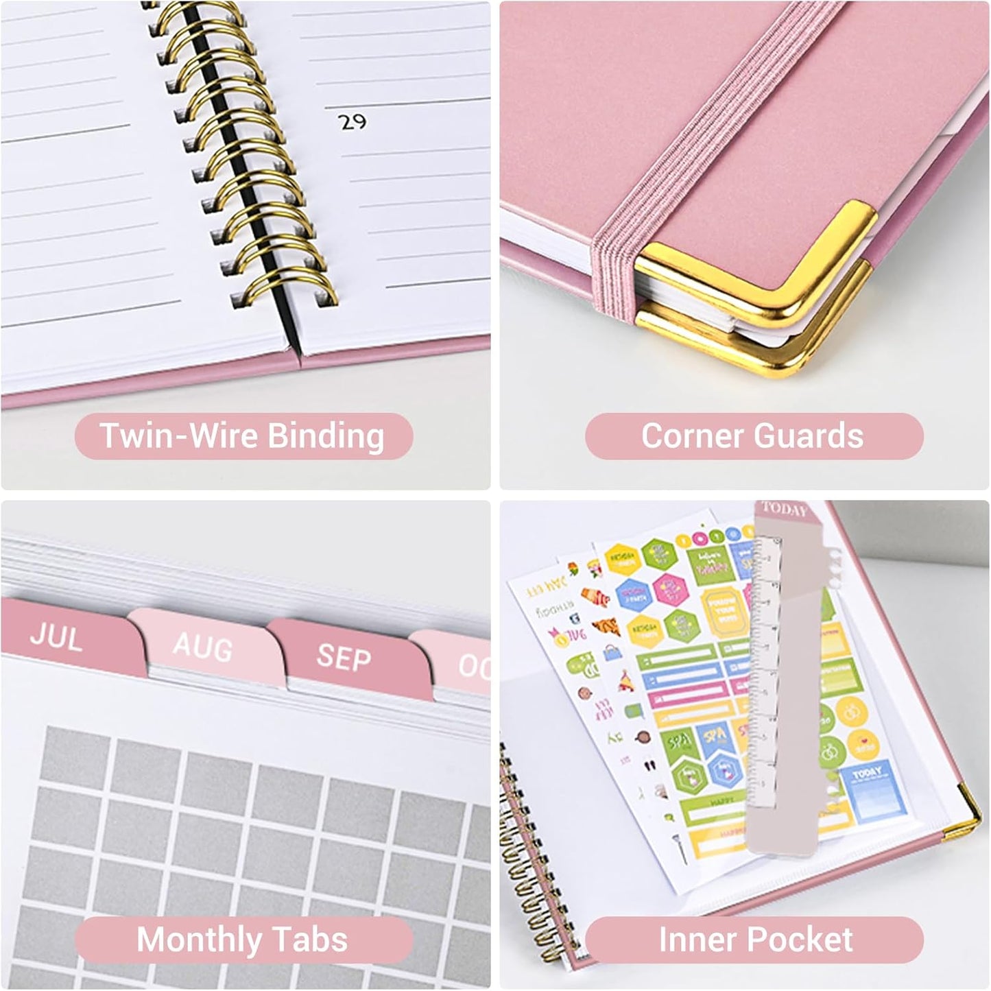 Academic Planner 2026 (8.5" x 11") - Weekly & Monthly Planner (Jan. 2026 - Dec. 2026), Column View Calendar Organizers, Hardcover Agenda Book with Tabs for Office & School, Pink