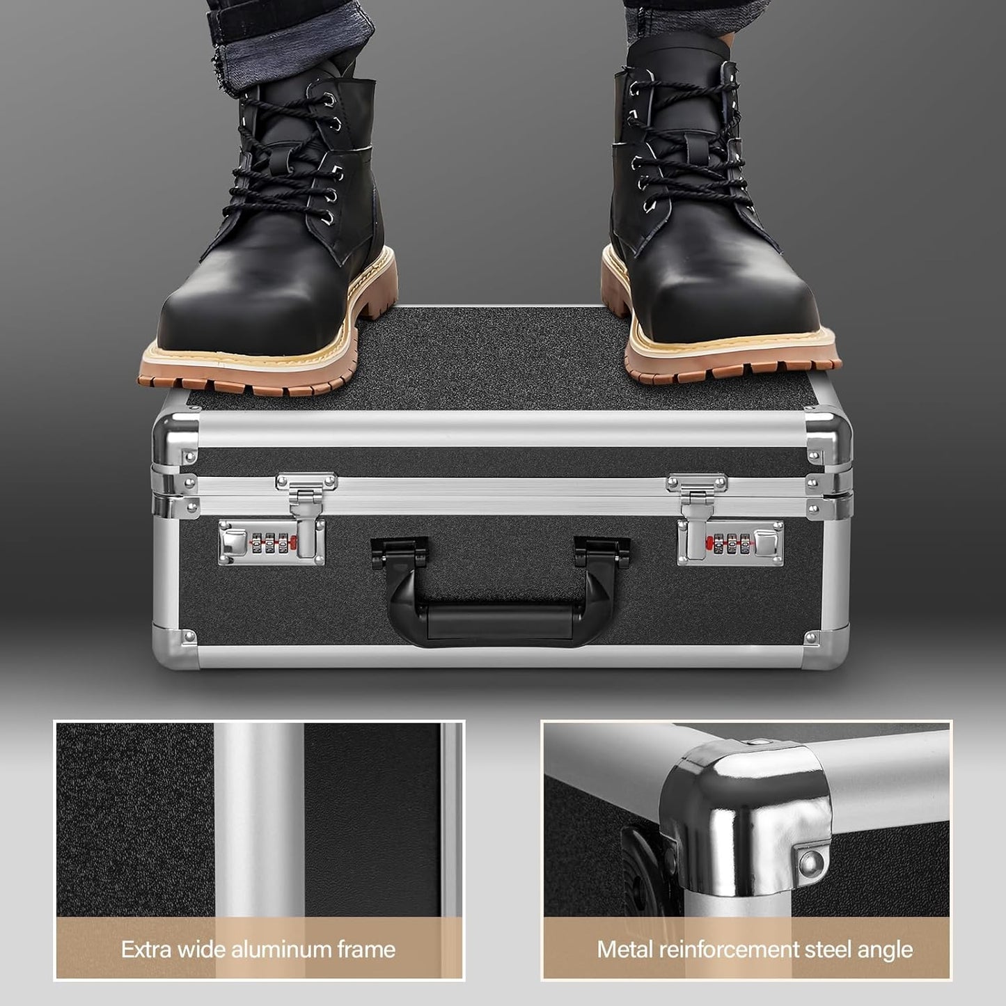 File Organizer Storage Box - 18.8 x 14.5 x 6.2 Inch X-Large, Portable Locking Storage Totes with Dual Combination Locks, Lock Boxes for Personal Items, Cash, Briefcase - Black