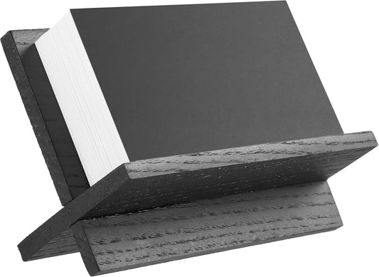 Business Card Holder for Desk - Black Wood Small Cards Holders, Professional Desktop Business Card Stand Display, Wooden Name Card Holder, Modern Design Office Business Cards Holder