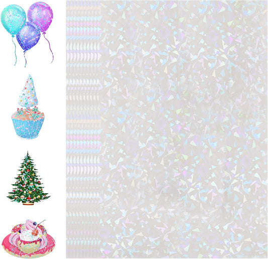 24 Sheets Holographic Laminate Sheets Clear Holographic Sticker Paper Self Adhesive Laminating Sheets Transparent Glitter Waterproof Vinyl Film for Sticker Paper, 8.5 x 11 inch Gem Patterns