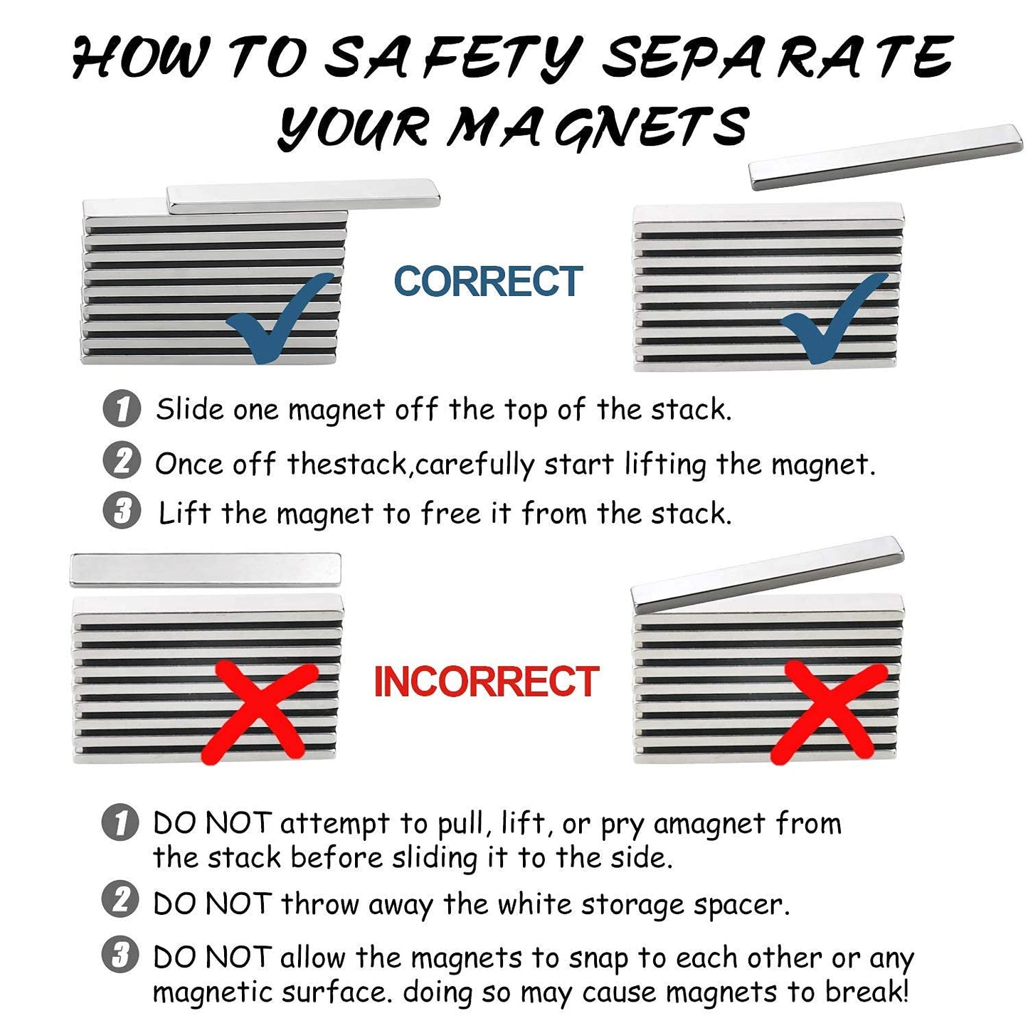 LOVIMAG Powerful Neodymium Bar Magnets, Rare Earth Metal Neodymium Magnet - 60 x 10 x 3 mm, Pack of 24