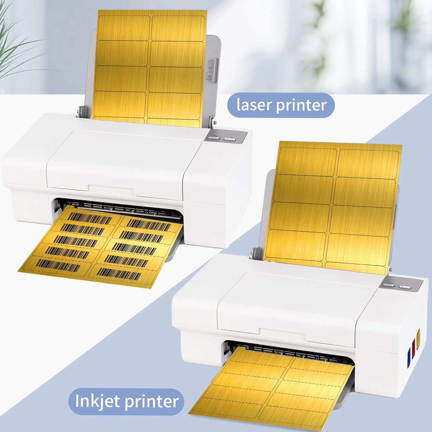 STARLIBOO Shipping Labels Stickers, 2"×4" Gold Printable Mailing Labels for Laser/Inkjet Printing- Matte Gold, Permanent Adhesive Stickers