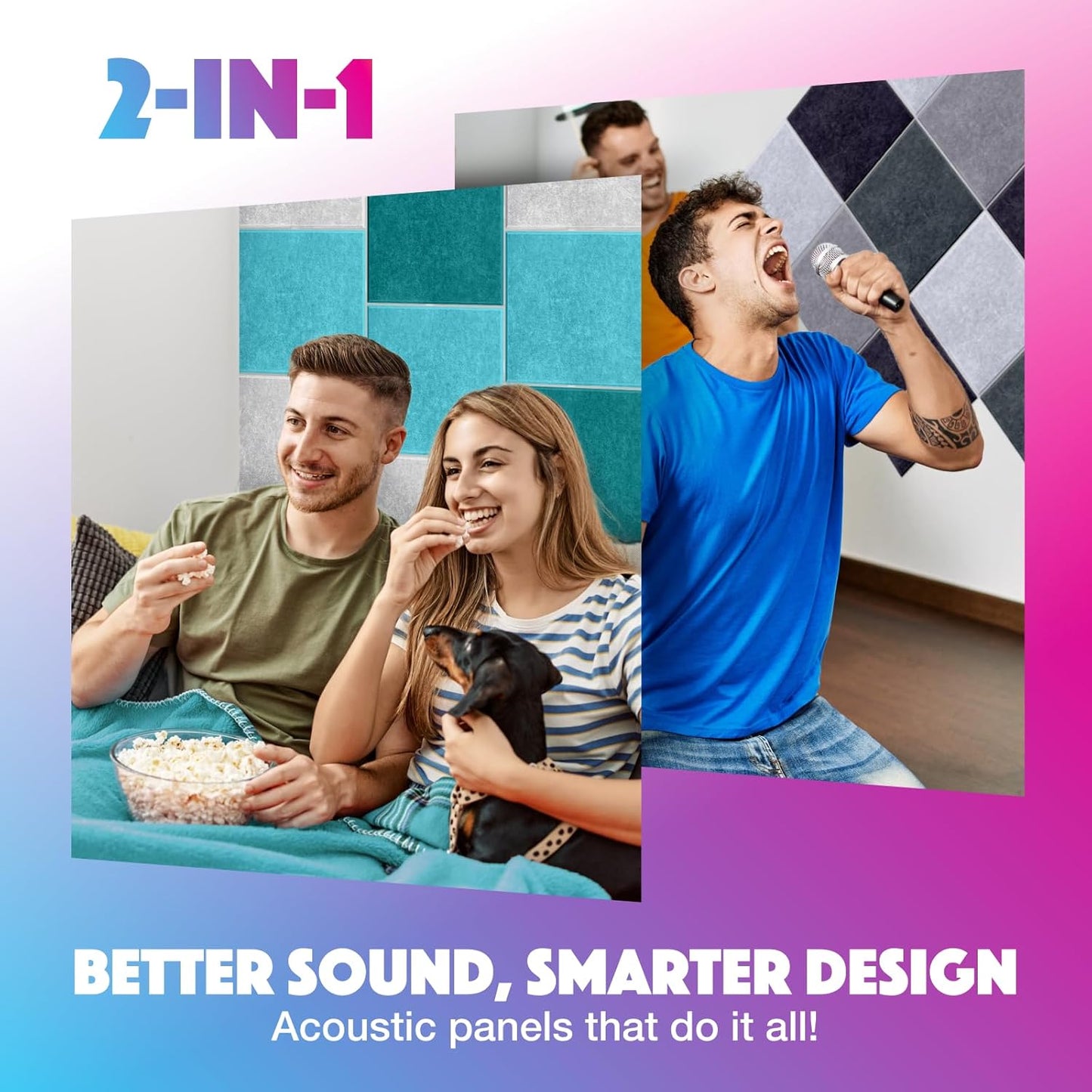 18 Pack Acoustic Panels Self Adhesive Sound absorbing Wall Panels, High Density Dampening Panel, 12X12X0.4 Inch Square Wall Panels in Home,Office,Reccording Room,Studio (Lake Blue)