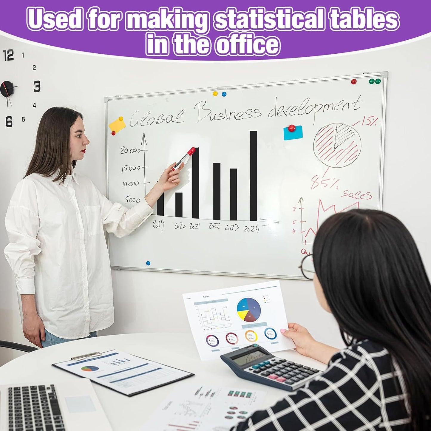 6 Rolls Magnetic Tape Roll Thin Strips, 33 ft Magnetic Whiteboard Graphic Decorative Tape Marking Line Magnet Board Dividers for Classroom Office Art Accessories(Black,0.39 Inch)