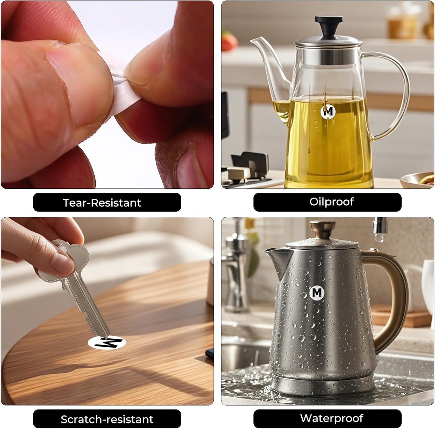 Letter M Round Labels 0.5 Inch Vinyl Circle Capital Alphabet Stickers Self-Adhesive Removable Waterproof Dots Tags for Home Office Inventory 1000 PCS