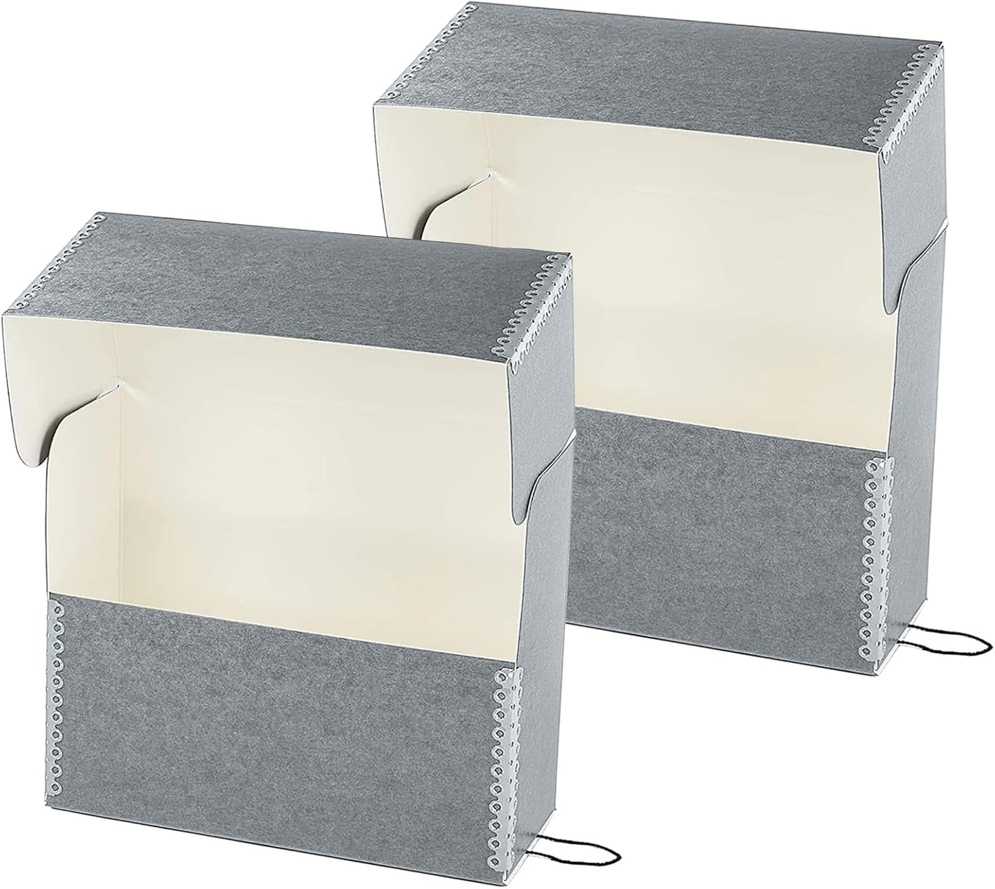 Lineco Archival Document Storage Box with Metal Edge, Acid-Free Gray Boxboard, Organize and Store Files, Prints, Photos, Jumbo-Sized Case 15.5" x 12.5" x 5" Wide, Pack of 2