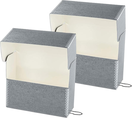 Lineco Archival Document Storage Box with Metal Edge, Acid-Free Gray Boxboard, Organize and Store Files, Prints, Photos, Jumbo-Sized Case 15.5" x 12.5" x 5" Wide, Pack of 2