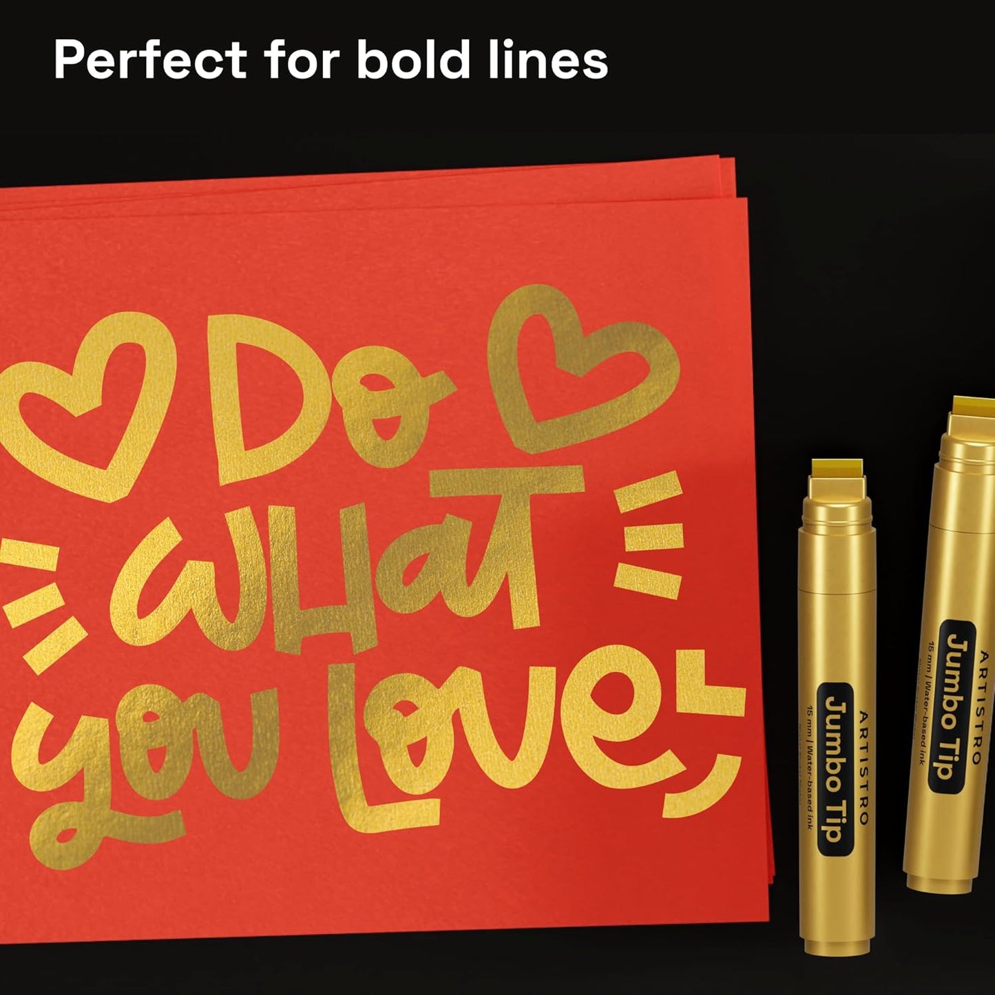 ARTISTRO 2 Gold Acrylic Paint Markers - 15mm Jumbo-Tip Paint Pens - Perfect for Crafting, Art Projects, & More