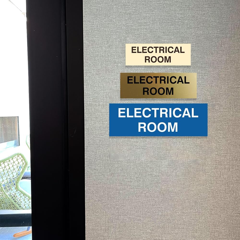 All Quality Basic Electrical Room Sign | Durable Construction | Building Safety - Silver - Medium (1 Pack)