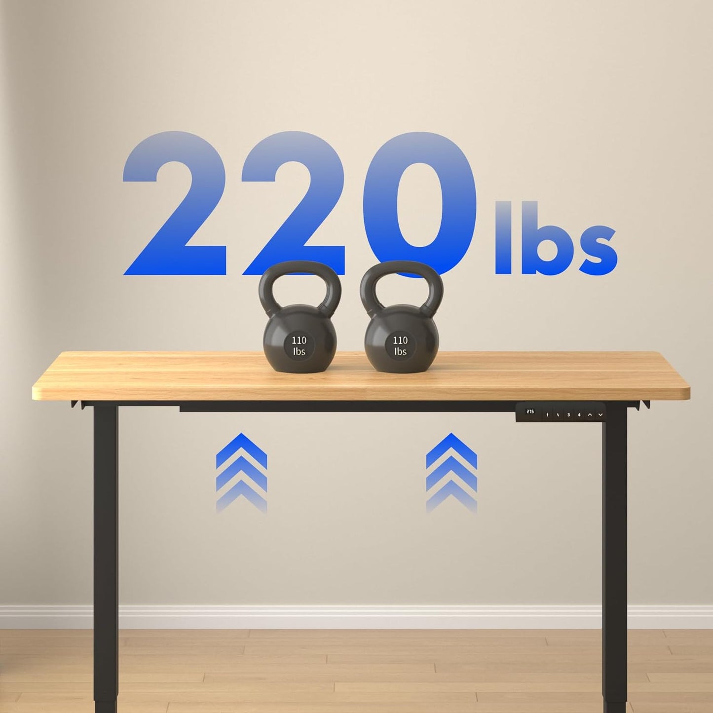 FLEXISPOT E3 Dual Motor Electric Standing Desk 60x24 Inch Whole-Piece Board Height Adjustable Electric Sit Stand Desk (Black Frame + Maple Desktop, 2 Packages)