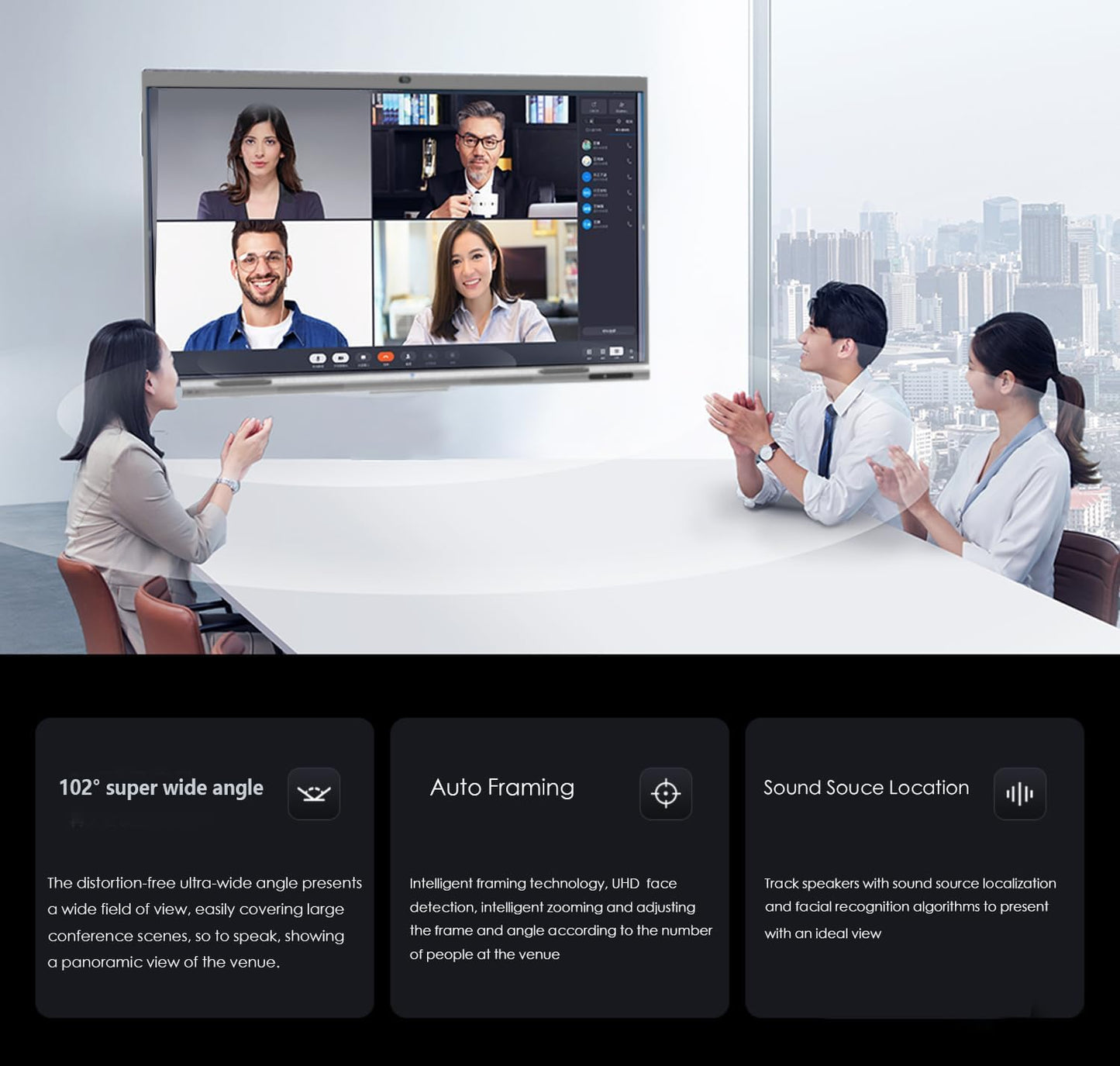 TIBURN 65" 4K UHD Smart Board with Auto-Framing Camera | Smart Whiteboard Interactive Touchscreen Display, Includes Wall Mount, Mobile Stand NOT Included,Ideal for Office, Classroom, and Conference