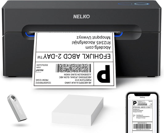Nelko Bluetooth Thermal Shipping Label Printer, Wireless 4x6 Shipping Label Printer for Shipping Packages, Support Android, iPhone and Windows, Widely Used for Amazon, Ebay, Shopify, Etsy, USPS