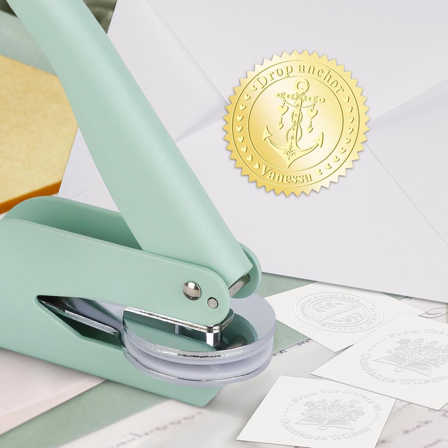 Book Embosser Custom Embosser Stamp with Your Name or Design Personalized Library Embosser Stamp Customized Books Business Cards Paper Documents Notebooks etc. (27)