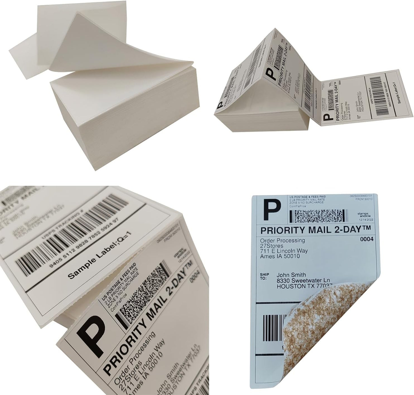 500 4x6 (100x150mm) Fanfold Direct Thermal Shipping Labels – 500 Commercial Grade Labels