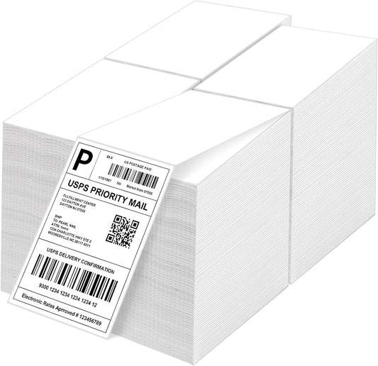 4x6 Thermal Labels - Waterproof Shipping Stickers for Thermal Printers, All-Purpose Label Stickers, White, 1000/Pack (4-Pack)