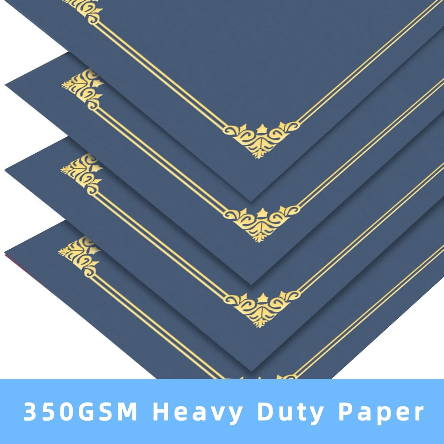 HAUTOCO Certificate Holders 50 Packs Navy Blue Diploma Covers Gold Foil Border Diploma Holders for Letter Size 8.5x11 Award Certificates, Cardstock, Document Papers
