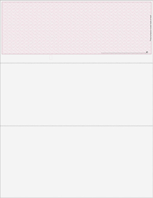Classic Blank Top Business Check, Blank Computer Top Check Paper with Burgundy Herringbone Background and Signature Line, 500/Pk