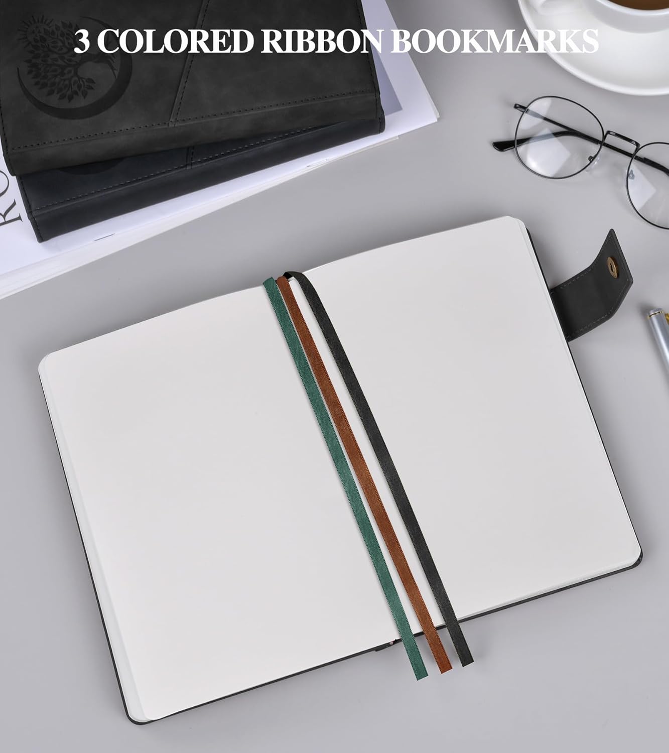 Blank Journal Notebook, A5 Hardcover Leather Sketchbook with 200 Pages Thick Blank Paper for Men Women, Unlined Drawing & Writing Journal, 5.9" x 8.4" Plain Notebook (black)