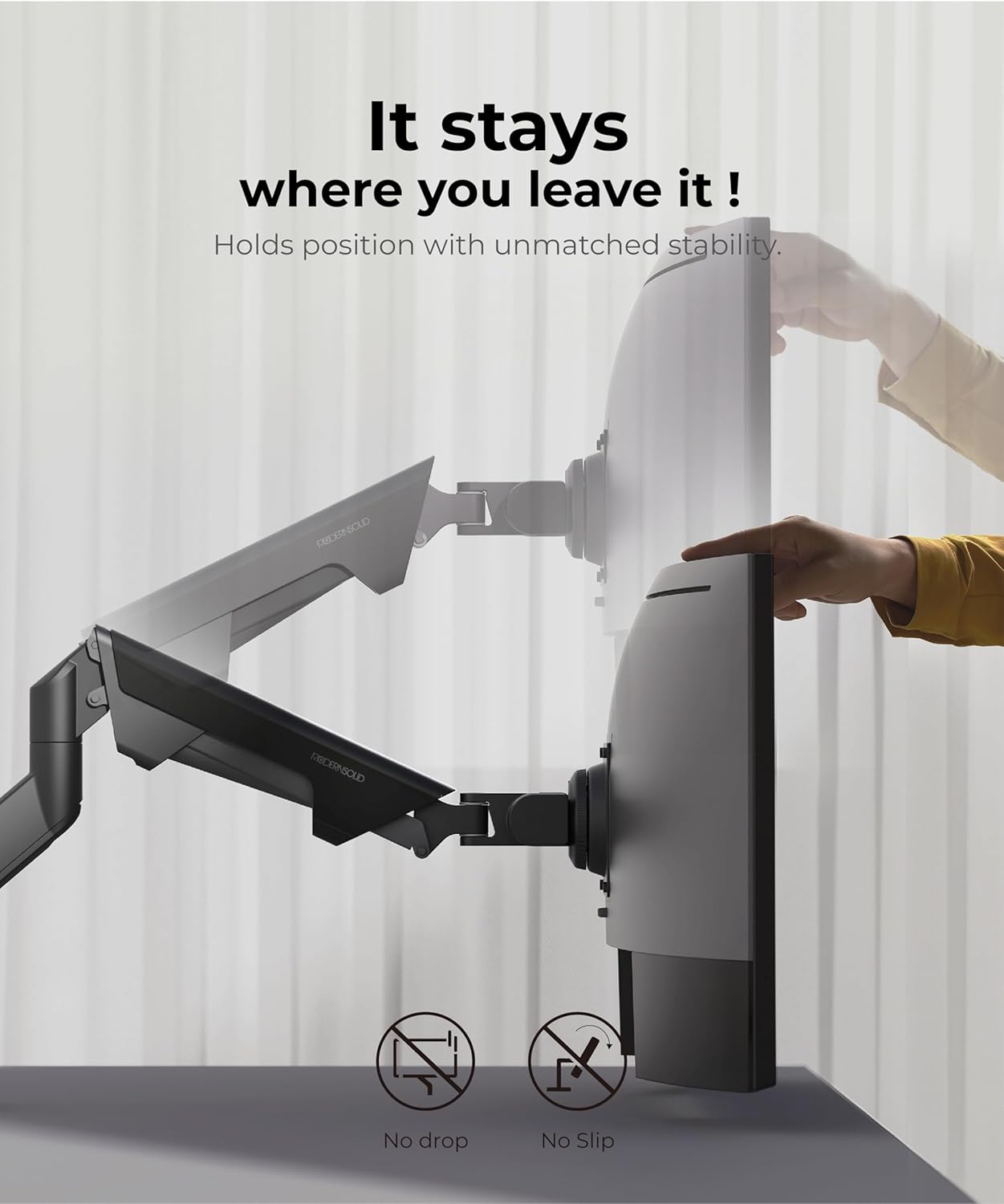 Heavy Duty Monitor Arm Desk Mount for 34 to 49 inch Ultrawide Curved Flat Monitors, Supports 14 to 38 lbs, Smooth Gas Spring Movement, VESA 75x75/100x100, Black, Classic