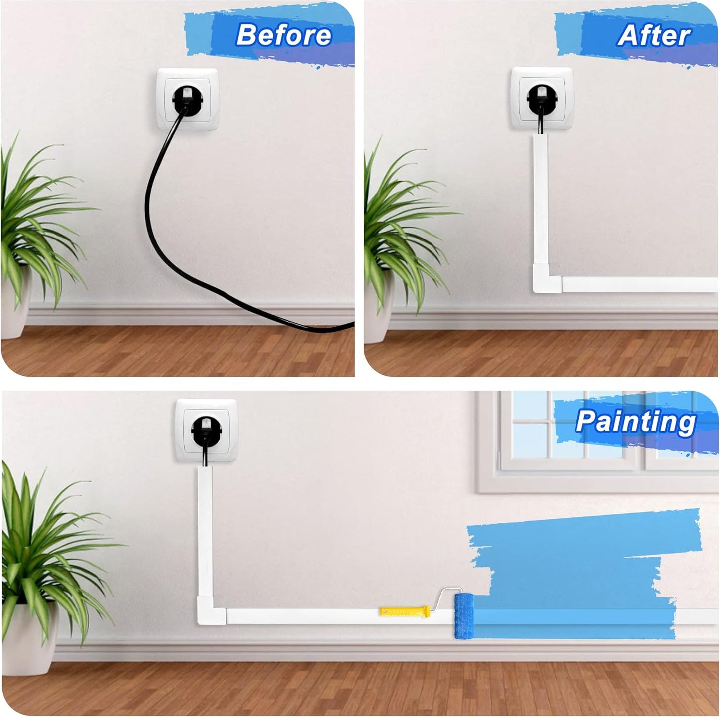 220in Wall Cord Hider Kit, LZEOY Large Capacity Wire Hider for Cords, White Cable Cover Wall Kit, Paintable Hide TV Cords for Wall Mount TV, Cable Concealer Cable Channel: 14 x L15.7in W1.18 H0.63in