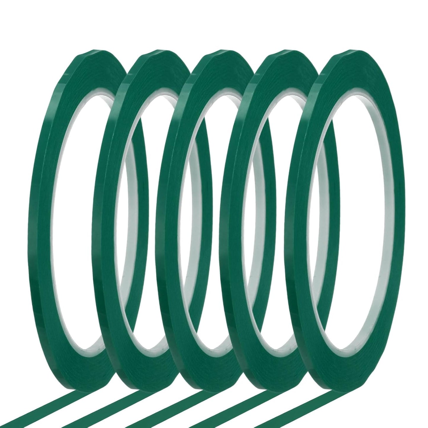 MECCANIXITY Whiteboard Tape 1/8" x 72 Yard Pinstripe Graphic Chart Line Grid Marking Tapes for Classroom Office Dry Erase Board Art, Green, Pack of 5